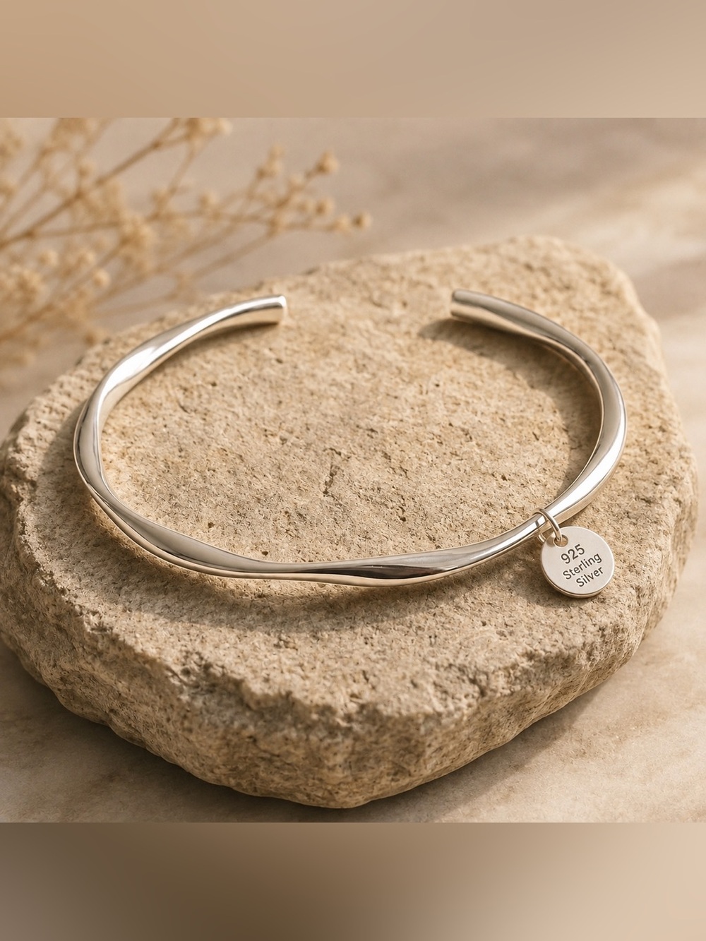 Sterling silver open bangle